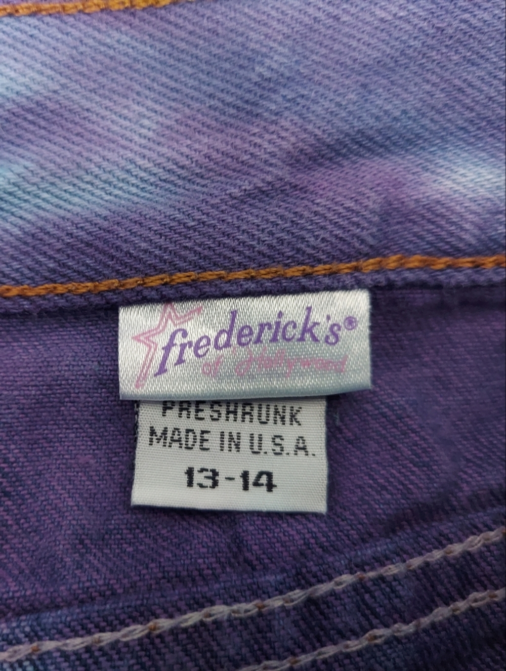 Vintage Danger Denim Shorts Size 13-14 Blue & Purple Tie Dye Jean Cutoffs - Picture 3 of 13
